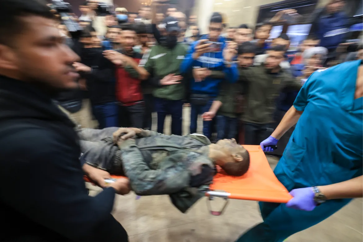 Khan Younis Hospital was stretched by an influx of patients as Israel bombarded Gaza